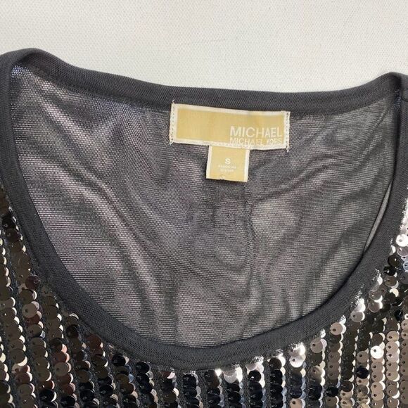 Michael Kors MK Black Sequin Cap Sleeve Top Small - Picture 6 of 6